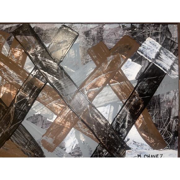 M. CHAVEZ Abstract Oil Painting Orig Latin Street Art - Picture 3 of 9